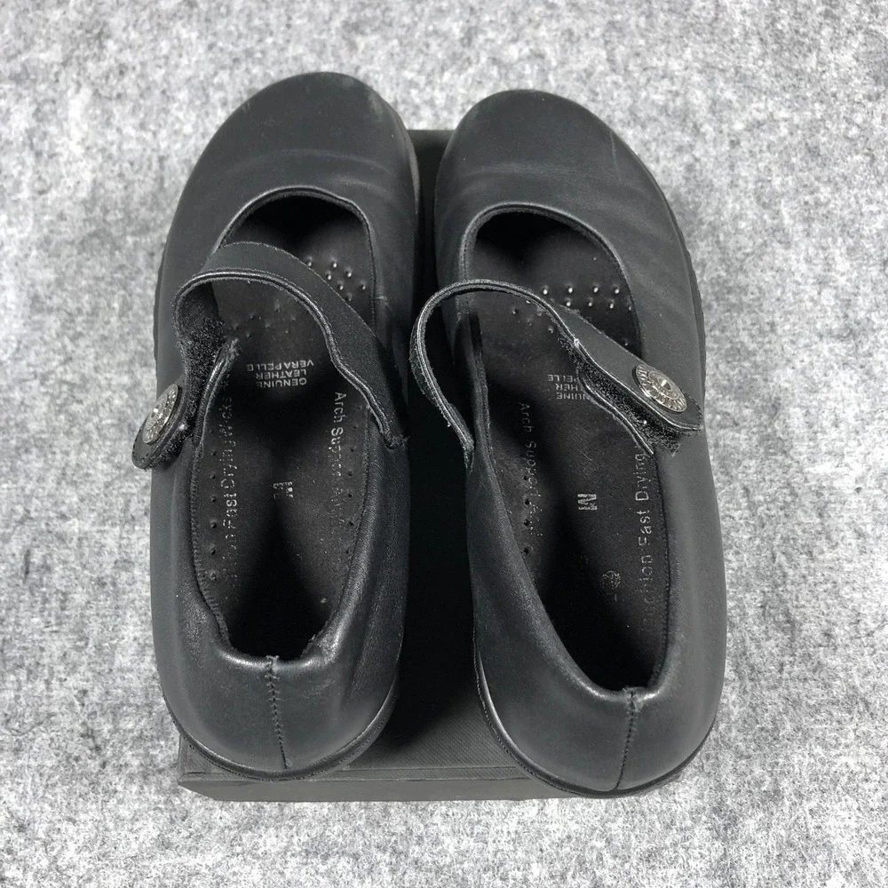 Spring Step Mary Jane Shoes Womens 7 Black Leather Slip Resistant Comfort Flats
